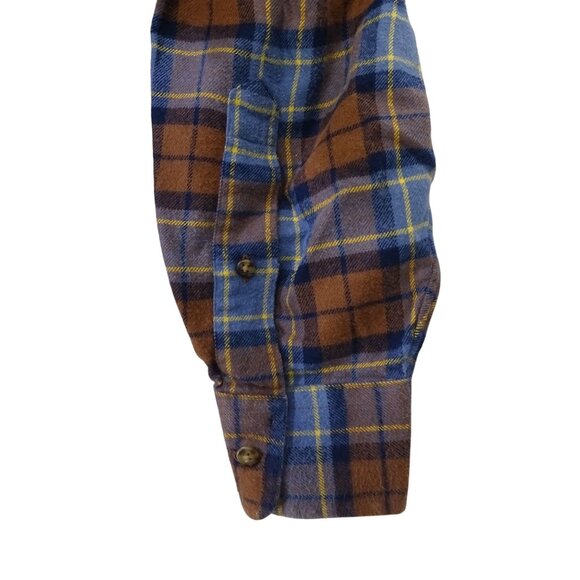 Vineyard Vines Murray Shirt Flannel Men Size L Button Down Brown Blue Plaid - Picture 3 of 10